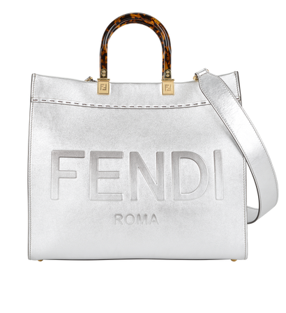 Medium Sunshine Tote, &pound;1,300, Handbags, Silver, Leather, Front view